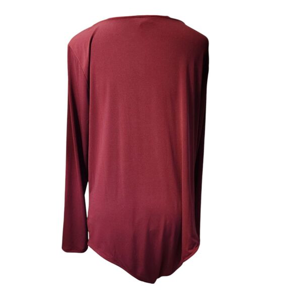 Torrid Bodysuit Long Sleeve Twisted V-neck Bodice Snap Strap Burgundy Size L/13 - Picture 2 of 10